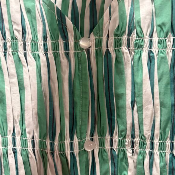 GANNI Green Striped V-Neck Fitted Blouse Size 36 - Picture 8 of 11